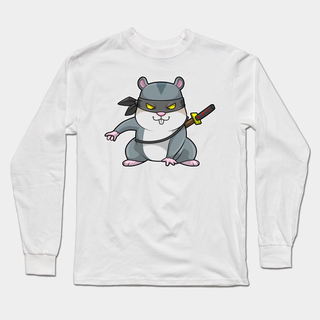 Hamster Ninja Martial arts Long Sleeve T-Shirt by Markus Schnabel